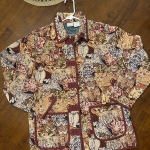 Vintage NWOT 90’s Blair Multicolor Animal Cat Tapestry Print Jacket